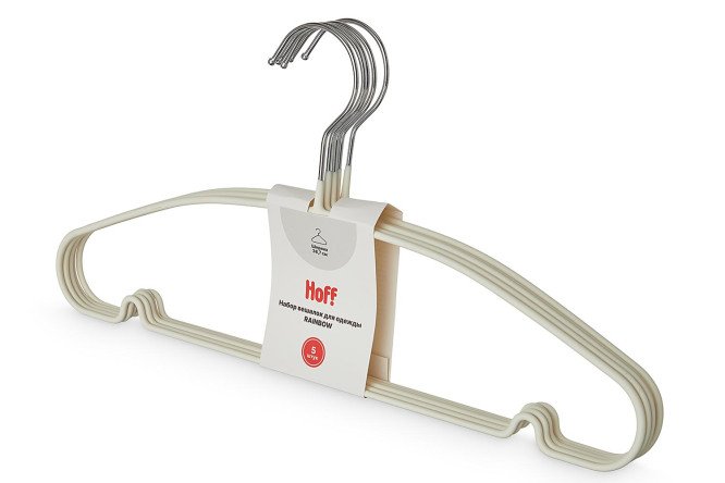 Изображение товара Набор металлических вешалок HOFF Rainbow бежевый 5 шт. для одежды