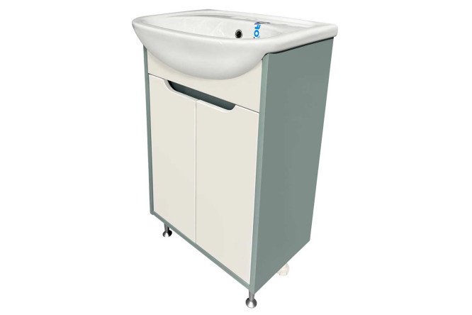 Изображение товара Тумба напольная RUNO Эко 60 белая бирюзовая 59,5х80х30,2 см без раковины