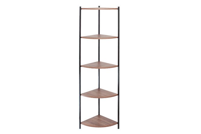 Изображение товара Угловой стеллаж Allen 33х145х33 см металл ЛДСП чёрный орех