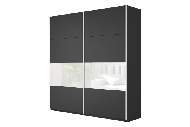 Изображение товара Шкаф-купе 2-дверный Chester 220х230 см серый диамант, белый глянец, профиль - белый