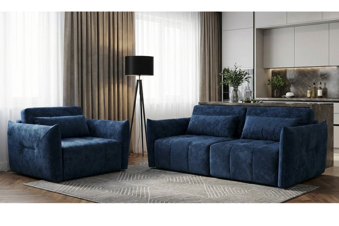 Изображение товара Комплект диван и кресло-кровать Таип 2 тёмно-синий