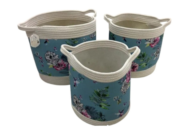 Изображение товара Набор корзин для хранения Flower collection синий 3 шт разных размеров