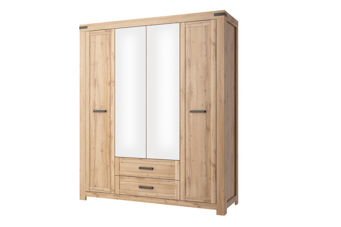 Изображение товара Шкаф Mortiz 177х210х59,8 см с 4 дверями и зеркалом для спальни и прихожей