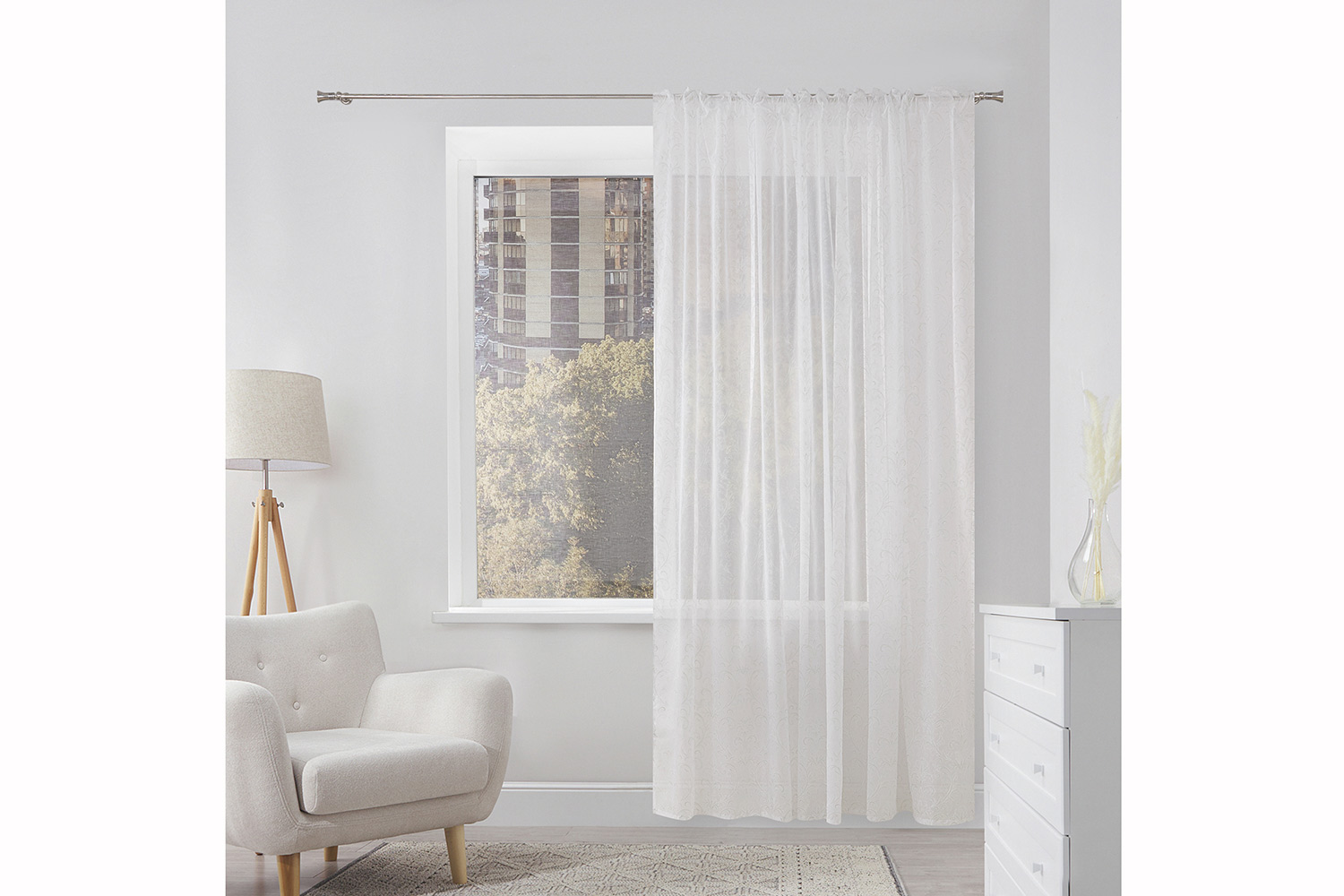 Тюль ESTUDI BLANCO Allegra 300х260 см, 1 шт., цвет белый, зелёный