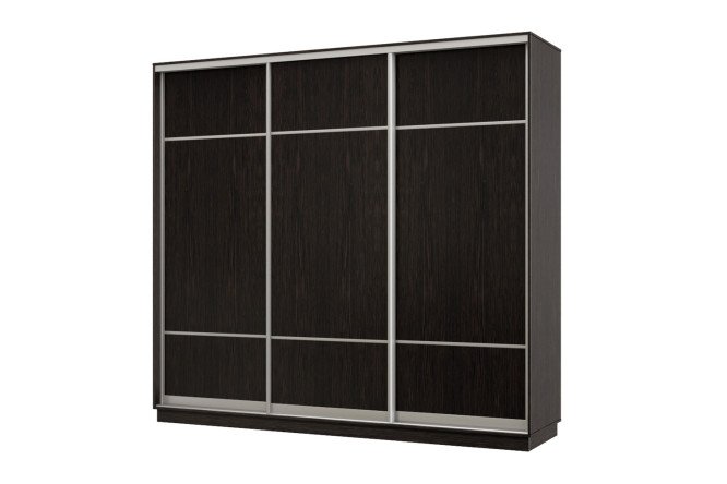 Изображение товара Шкаф-купе 3-дверный Практик 36 210x240x60 см, венге, профиль серебро