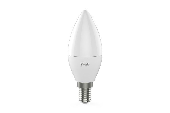 Изображение товара Лампа светодиодная Gauss Basic E14, 7.5W, Свеча, 3000 К, Тёплый