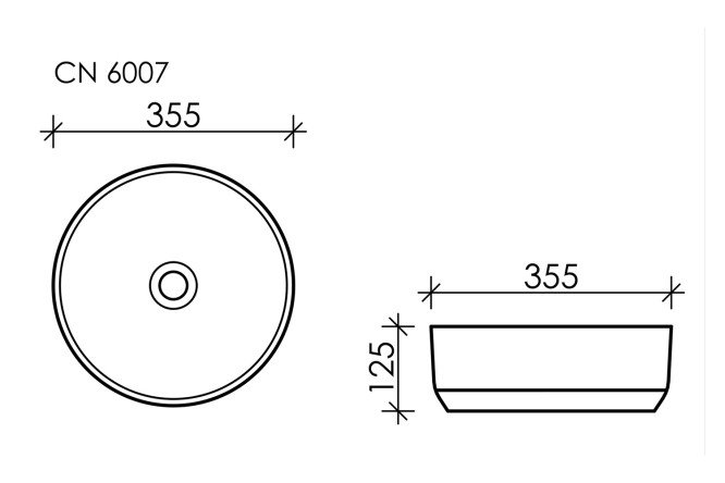 Умывальник накладной CERAMICANOVA Element CN6007 35.5х12.5х35.5 см
