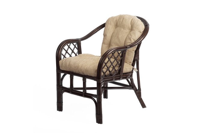 Изображение товара Кресло Маркос тёмно-коричневый каркас и бежевые мягкие элементы