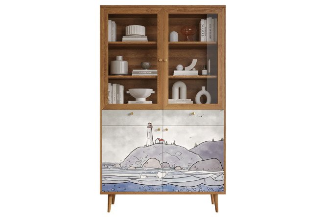 Изображение товара Буфет Berber 120х200х45 см из ЛДСП и стекла современная мебель для хранения