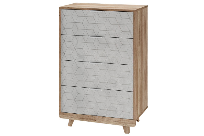 Изображение товара Комод Мегаполис серебряный с дубовым каркасом 70х105,2х40,4 см