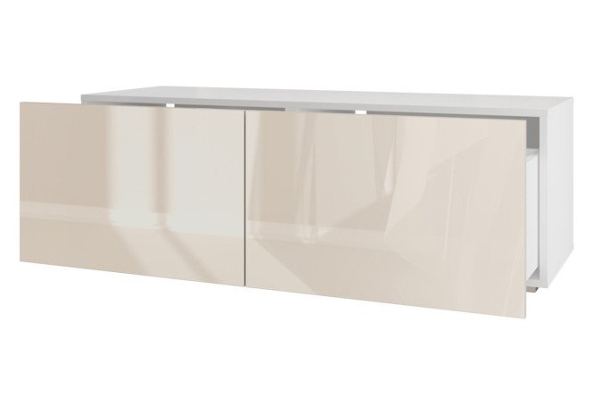 Тумба Оскар Амика 120х40 с 2 ящиками, белый / кашемир глянец