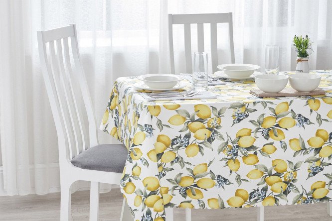 Изображение товара Скатерть HOFF Estella Lemon 110х140 см яркий дизайн из полиэстера и хлопка