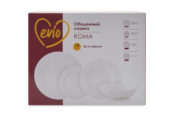 Фото 20 Обеденный сервиз EVIO Roma на 6 персон 19 предм., Фарфор