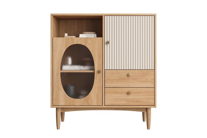 Изображение товара Комод Bubble с 2 дверками и 2 ящиками светлый орех бежевый