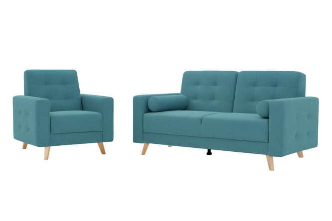 Изображение товара Комплект мебели Диван-кровать и кресло Норман бирюзовый