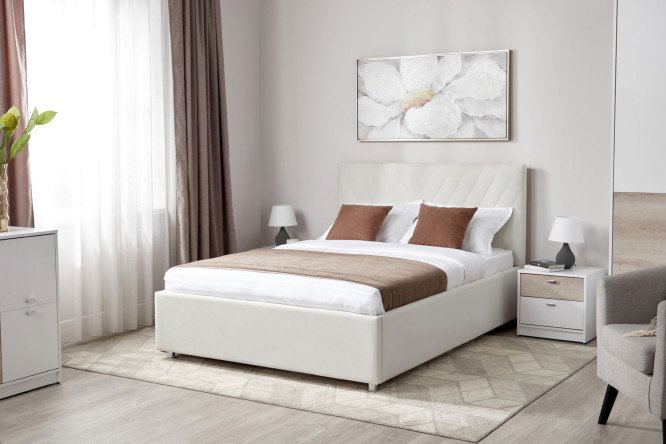 Кровать Victori в комплекте с матрасом SLEEPLAB Relaxation молочная 140х200 см