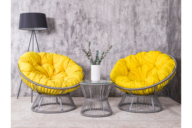 Изображение товара Набор садовой мебели Папасан Плюс светло-серый желтый 2 шт.