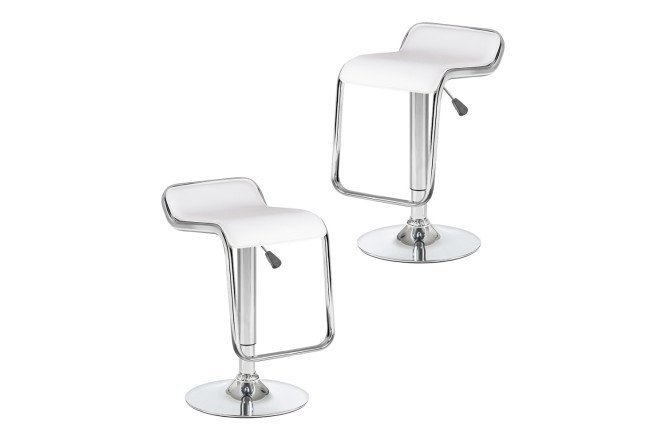 Изображение товара Комплект барных стульев DOBRIN Crack 38.5х68х48 см, цвет обивки белый, ножек хром