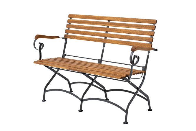 Изображение товара Скамья Lata 2-х местная цвет каркаса чёрный, отделки натуральный тик