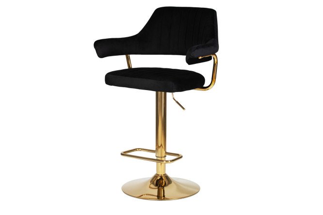 Изображение товара Стул барный DOBRIN Golden 61х99х54 см с чёрной обивкой и золотыми ножками
