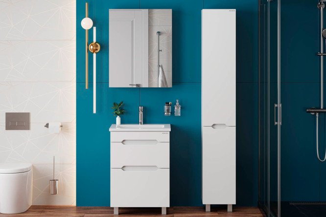 Изображение товара Ванный гарнитур Айленд 50 напольный белый для ванной комнаты