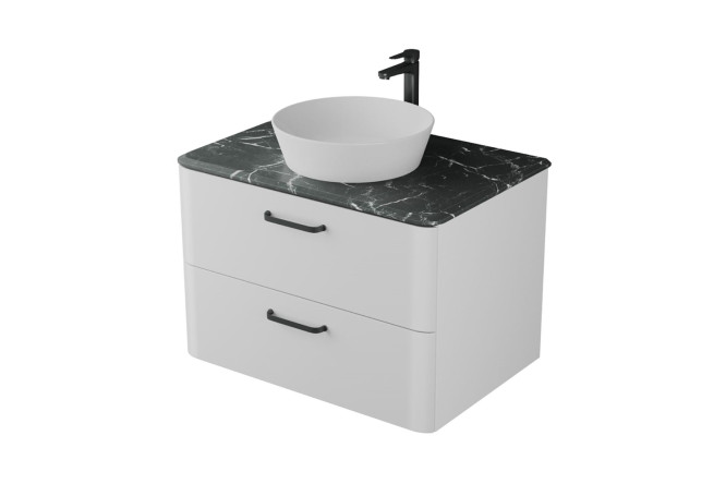 Изображение товара Тумба со столешницей Tibr 58027 + умывальник Kirovit Оливия 306742, белый 80 см, цвет каркаса белый, фасада белый