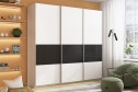 Шкаф-купе 3-дверный Magnus 240x230 см, чёрный глянец, белый снег