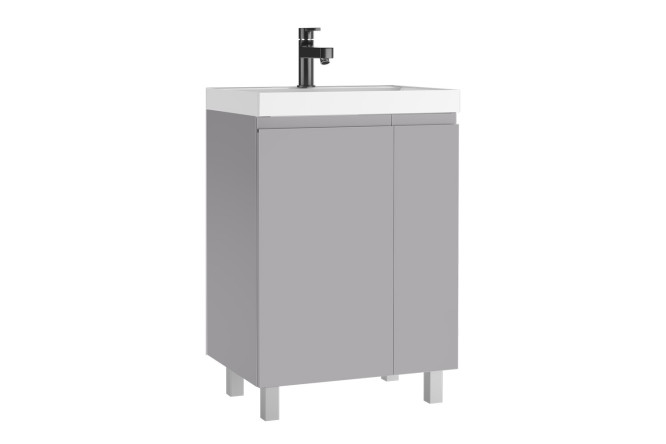 Изображение товара Тумба под раковину Домино Graffo 58.8 см светло-серый матовый с доводчиком