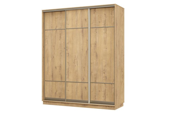 Изображение товара Шкаф-купе 3-дверный Практик 180х240х45 см, бунратти, цвет профиля - шампань