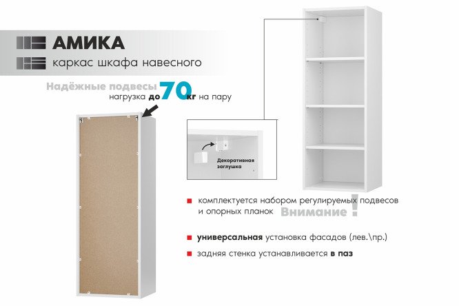 Каркас шкафа навесного Амика 39.9х108х33.7 см