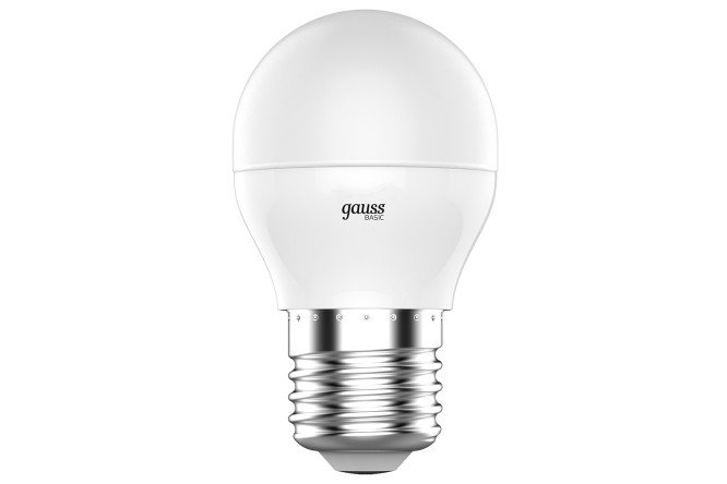 Изображение товара Лампа светодиодная Gauss Basic E14, 7.5W, Шар, 4000 К