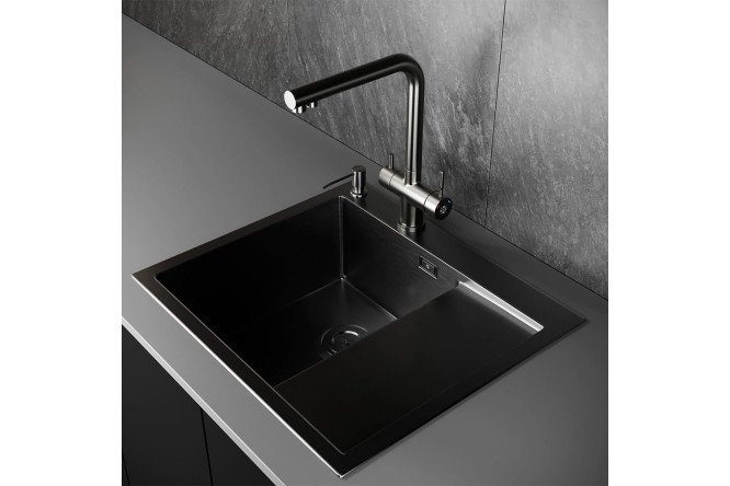 Мойка врезная с дозатором и крылом РМС MRK 5851BL-L 58х51х18 см