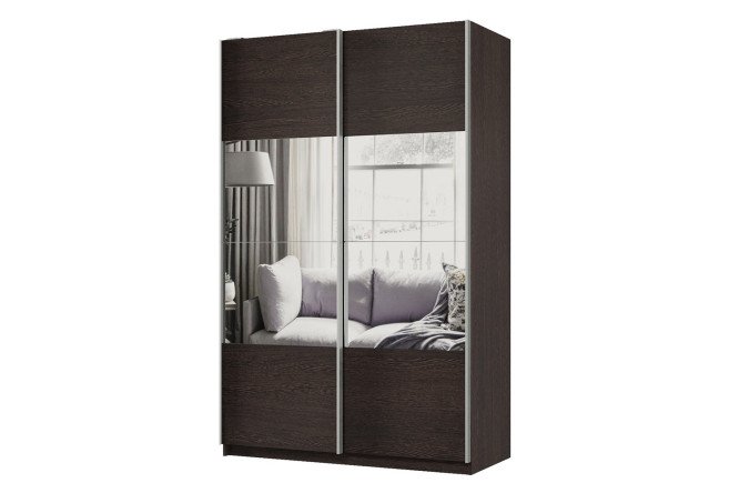 Изображение товара Шкаф-купе 2-дверный Практик 140х220 см с зеркальными вставками