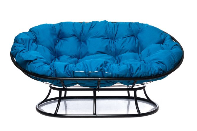 Изображение товара Диван Мамасан с голубыми мягкими элементами и чёрным каркасом