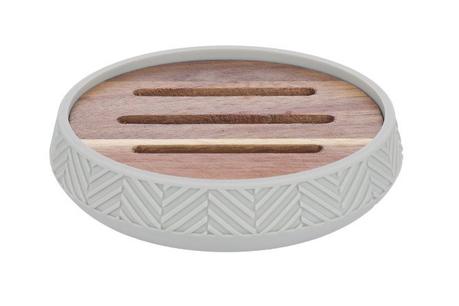 Изображение товара Мыльница Fox из пластмассы с бамбуком, отдельно стоящая