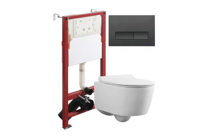 Изображение товара Подвесной унитаз с инсталляцией AGGER ATI05100+APB244 белый