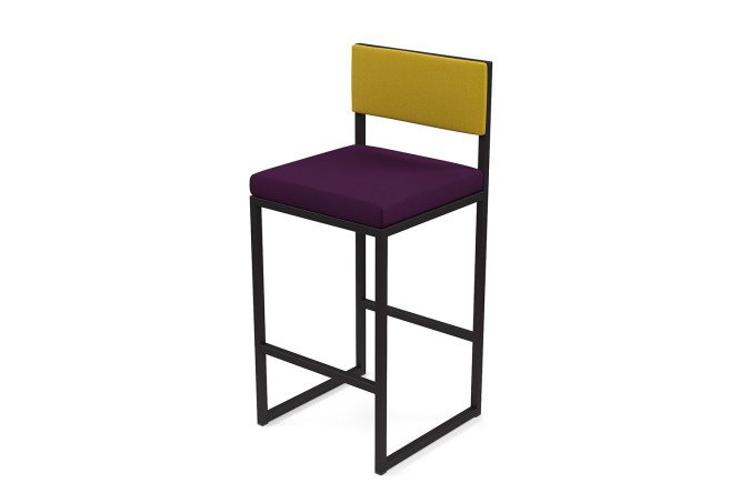 Изображение товара Барный стул Horeca Барнс 40х100х40 см фиолетовый желтый чёрные ножки