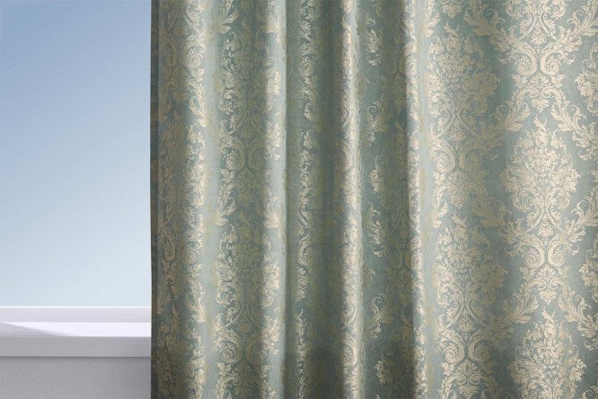 Штора на ленте MICASA Amedea 150х280 см, 1 шт., цвет бирюзовый, бежевый