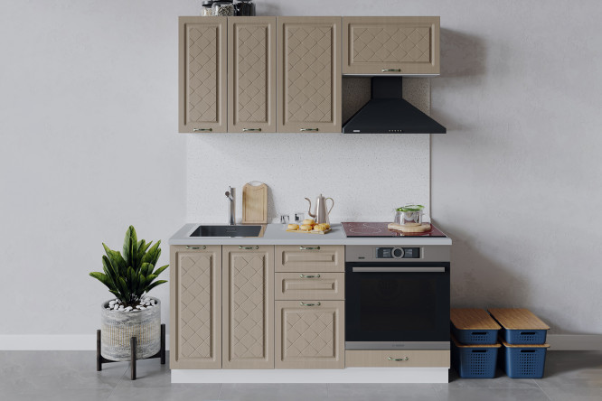 Изображение товара Кухонный гарнитур Бьянка 160х213.2 см белый дуб кофе