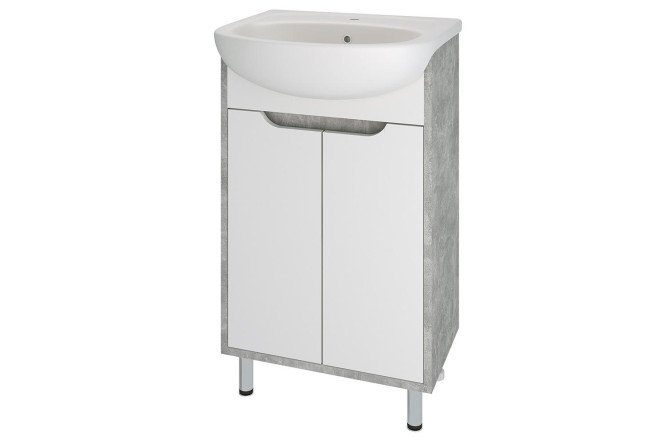 Изображение товара Тумба напольная RUNO Эко 50 с серым каркасом и белым фасадом