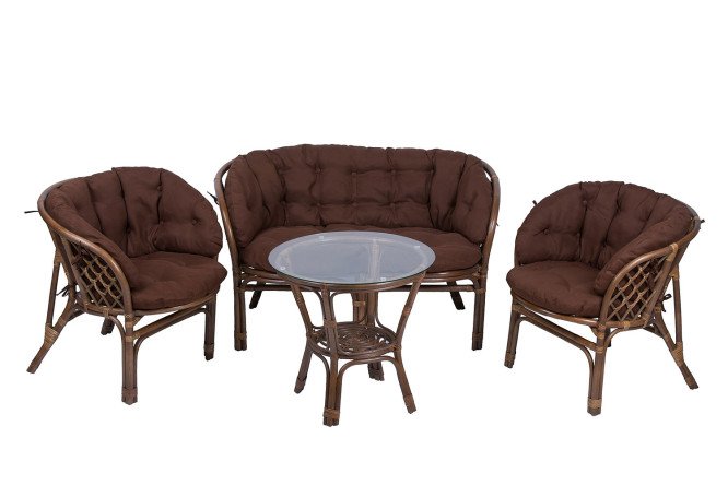 Изображение товара Комплект мебели Багама орех матовый из натурального ротанга и стекла