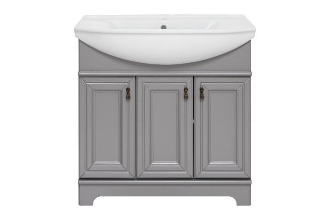 Изображение товара Тумба напольная Лувр 85 П-Лвр01085-502 с раковиной серый современный дизайн