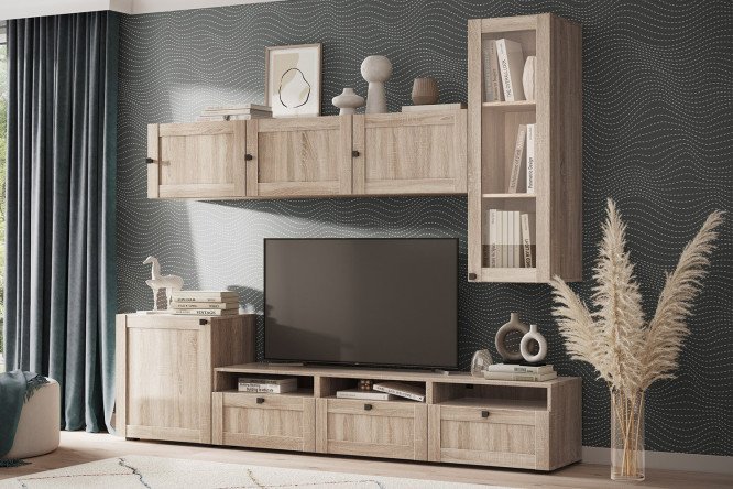 Изображение товара Стенка для гостиной с доводчиком из дуба сонома