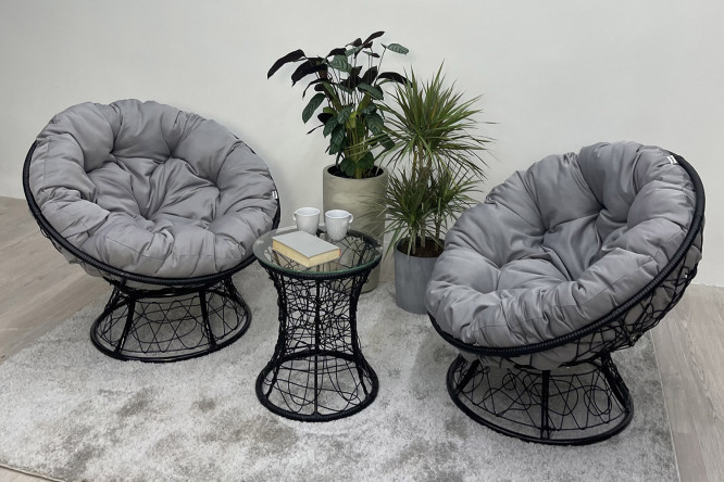 Набор садовый Папасан Плюс цвет чёрный, светло-серый