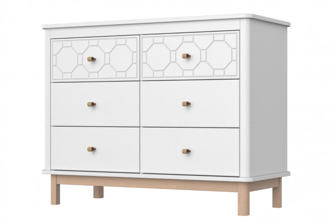 Изображение товара Комод с 6 ящиками Classic белый из массива бука и МДФ с фрезеровкой