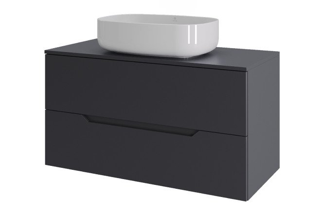 Изображение товара Тумба подвесная ORANGE Line 100 Li-100TugMDF+B07-540W графит 100.5 см