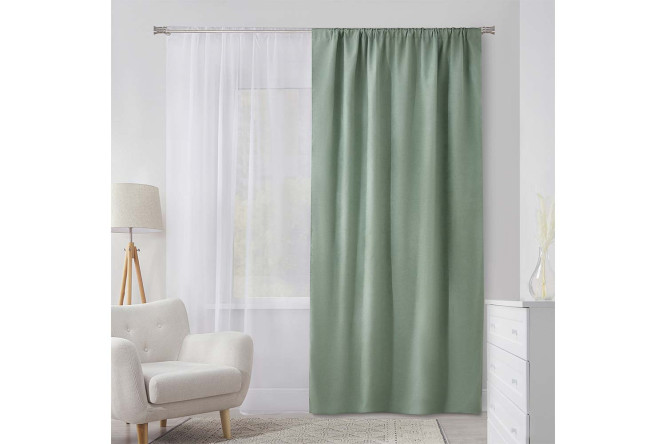 Изображение товара Штора ESTUDI BLANCO Hazel 180х300 см зелёная с универсальной лентой