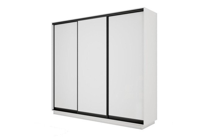 Изображение товара Шкаф-купе 3-дверный Slide-2 v.2 180х220х45 см, Белый снег/чёрный профиль