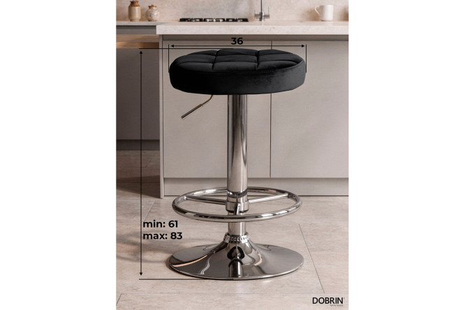 Барный табурет DOBRIN Bruno 36х61х36 см, цвет обивки чёрный, ножек хром