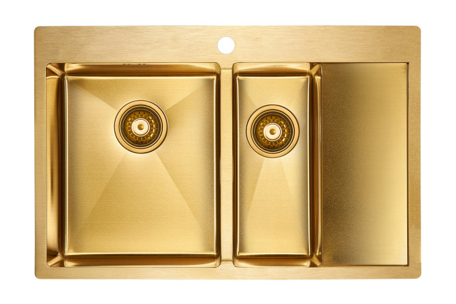 Изображение товара Мойка врезная левая PAULMARK Kroner 78x51x20 см из нержавеющей стали с крылом